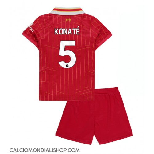 Maglie da calcio Liverpool Ibrahima Konate #5 Prima Maglia Bambino 2024-25 Manica Corta (+ Pantaloni corti)